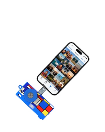 Praktica Snap& Go Mini Camera inc 8GB Micro SD Card & Phone Adapter Blue Print