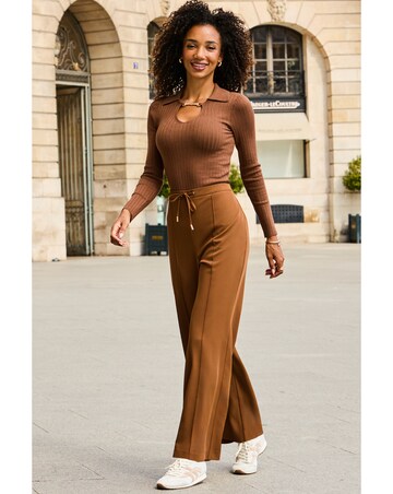 Sosandar Side Stripe Wide Leg Trouser