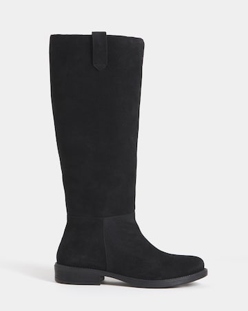Krista Suede Pull On Knee High Boots - Wide Fit (E) & Curvy Calf