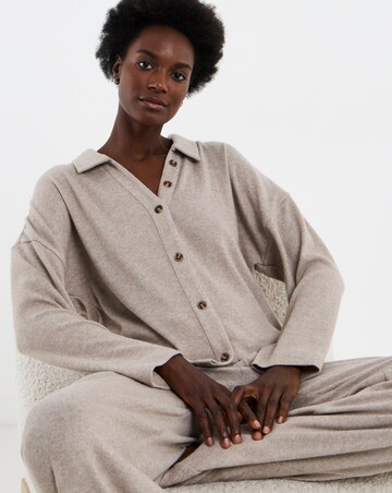 Figleaves Brushed Rib Button Up Lounge Set