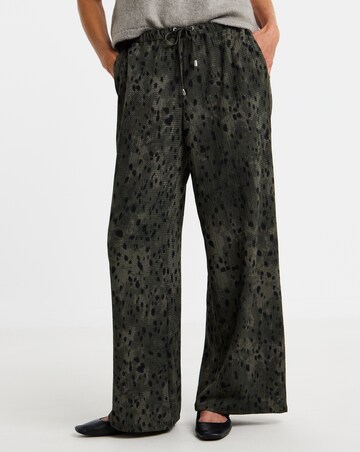 Textured Jersey Wide Leg Trouser
