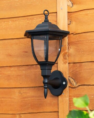 ValueLights Pack of 2 Black Lantern Solar Wall Lights