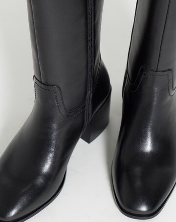 Nessa Leather Block Heel Knee High Boots - Wide Fit (E) & Curvy Calf