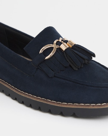 Cushion Walk Tassle Chain Trim Flat Loafers - Wide Fit (E)
