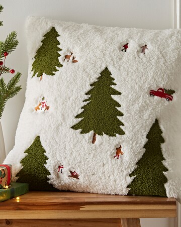 Catherine Lansfield Cosy Boucle Christmas Trees Cushion