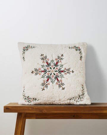Embroidered Snowflake Fleece Cushion
