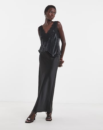 Charcoal Velvet Lace Trim Vest