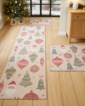 Christmas Baubles Washable Large Doormat