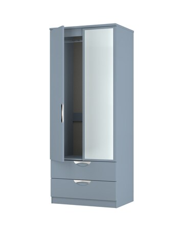 Haydn Ready Assembled 2 Door 2 Drawer Mirrored Wardrobe - Kids