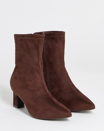 Julia Pointed Toe Heeled Ankle Sock Boots - Extra Wide Fit (EEE)