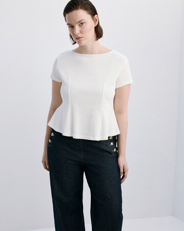 Mango Emily Wide Leg Jean with Side Buttons