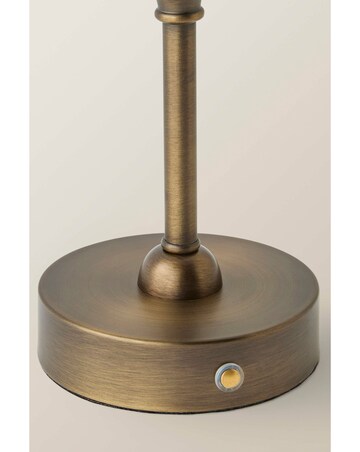 ValueLights Lowe Brushed Brass Rechargeable Table Lamp with Linen Taper Shade