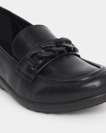 Cushion Walk Wedged Chain Trim Loafers - Extra Wide Fit (EEE)