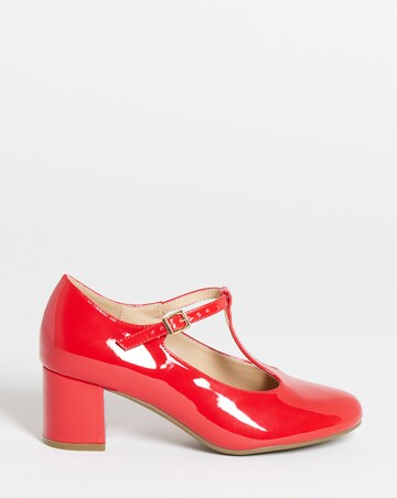 Cherry T Bar Block Heel Shoes - Extra Wide Fit (EEE)