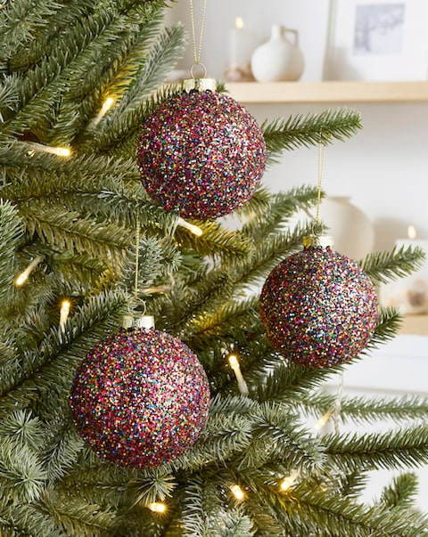 New In - Gisela Graham Glass Baubles - Set of 3