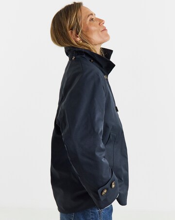 Navy Quilt lined Faux Fur Collar Parka