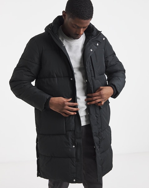 Black Longline Padded Coat