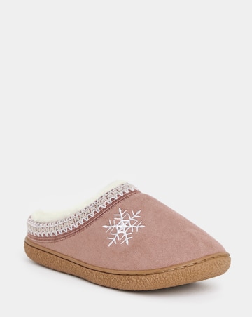 Cushion Walk Embroidered Snowflake Slippers - Wide Fit (E)
