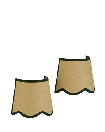 Solenne Pair of Scalloped Rattan Rechargeable Wall Lights