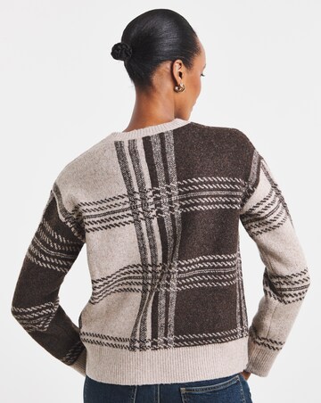 Check Crew Neck Cardigan