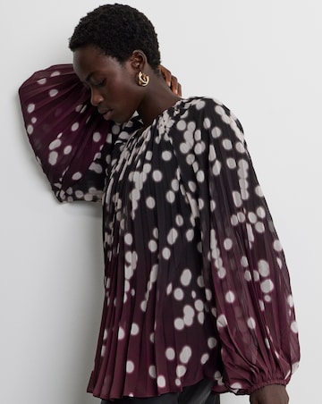 Joanna Hope Pleated Chiffon Printed Top