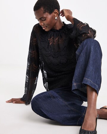 Black Lace Long Sleeve Blouse