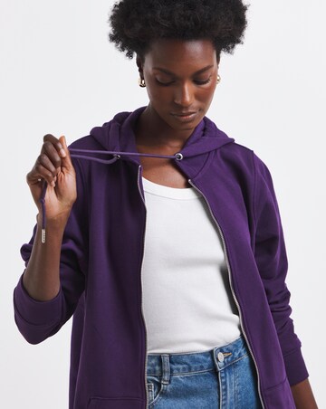Purple Longline Zip Up Hoodie
