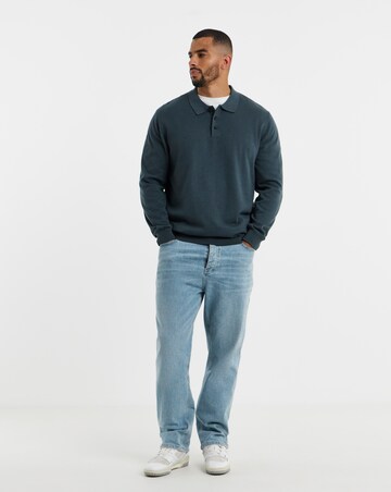 Jack & Jones Polo Neck Knit Jumper - Grey Blue