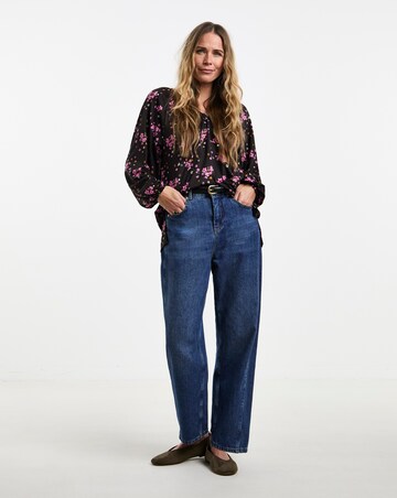 Printed Soft Touch V-Neck Longline Top