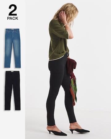 2 Pack Indigo/Black Slim Leg Jeggings