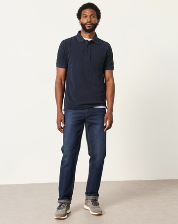FatFace Short Sleeve Pique Polo - Navy