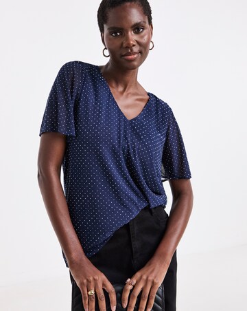 Navy Heat Seal Angel Sleeve Top