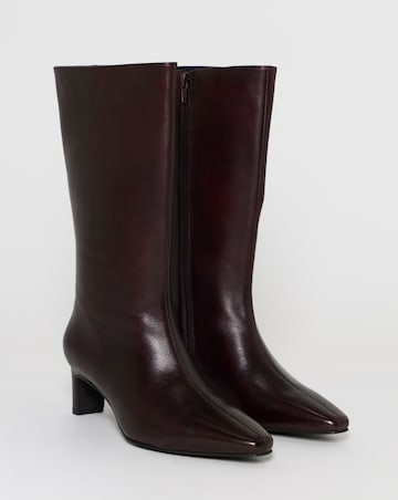 Azaria Leather Pointed Toe Heeled Calf Boots - Wide Fit (E) & Super Curvy Calf