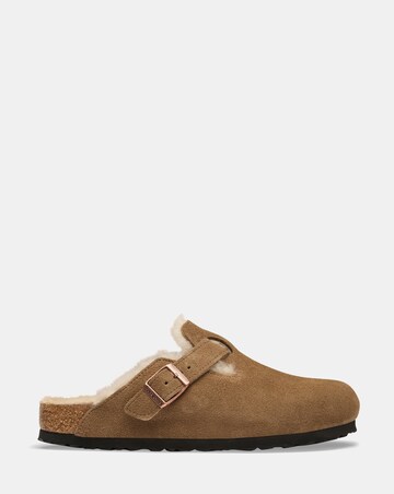 Birkenstock Boston Shearling Suede Leather Mules - Standard Fit (D)