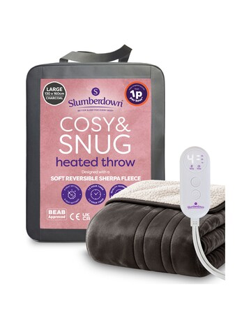 Slumberdown Cosy & Snug Sherpa Fleece Heated Throw