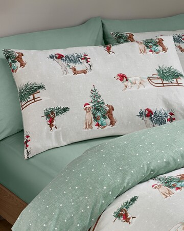 Catherine Lansfield Brushed Christmas Dogs Duvet Cover Set