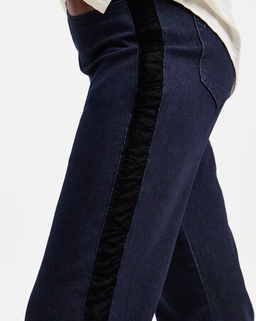 Indigo Slim Wide Leg Velvet Side Stripe Jeans