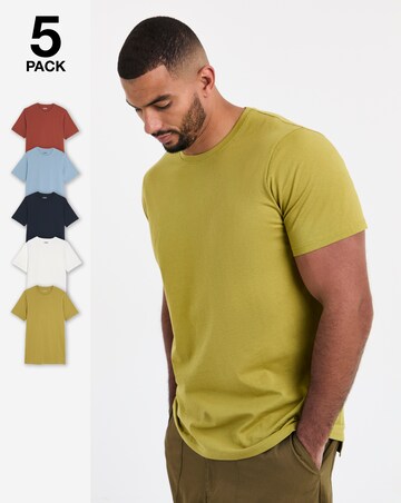 5 Pack Pure Cotton Crew Neck T-Shirts