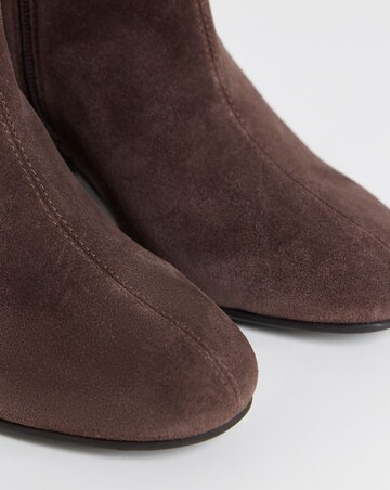 Chiba Suede Low Block Heel Ankle Boot Wide E Fit