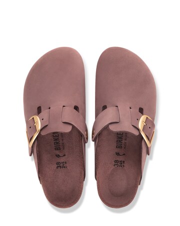 Birkenstock Boston Big Buckle Nubuck Leather Mules - Standard Fit