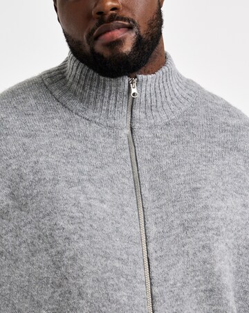 Jack & Jones Soho Ollie Full Zip Knit - Light Grey