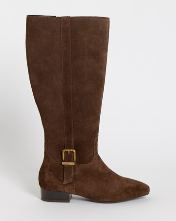 Roxy Suede Knee High Buckle Riding Boots - Wide Fit (E) & Curvy Calf