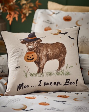 Catherine Lansfield Halloween Highland Cow Cushion