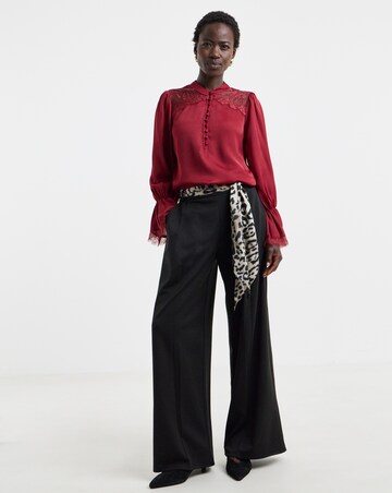 Black Scarf Detail Wide Leg Trouser