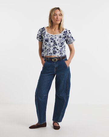 Anise Navy Print Button Front Co-Ord Top