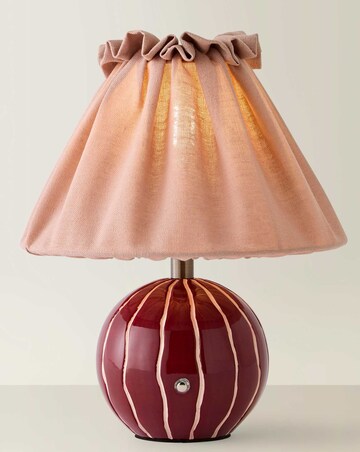 ValueLights Elma Burgundy Stripe Rechargeable Table Lamp
