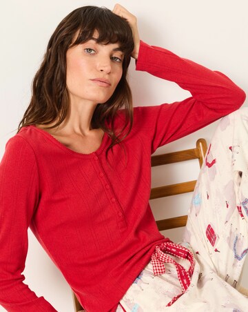 FatFace Hattie Red Henley Pyjama Top