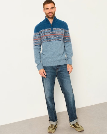 FatFace Fostal Half Neck Jumper - Blue