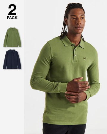 Voi 2 Pack Long Sleeve Pique Polos Long Length