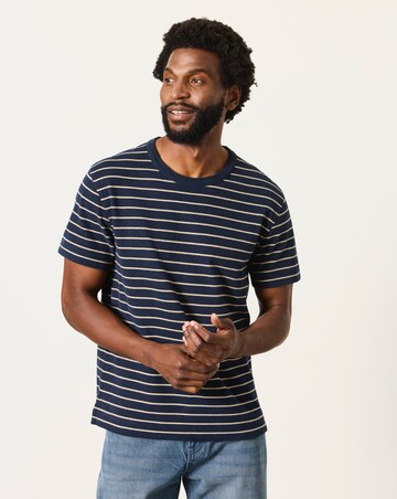 FatFace Short Sleeve Small Stripe T-Shirt - Navy